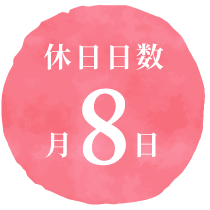 休日日数は月に8日